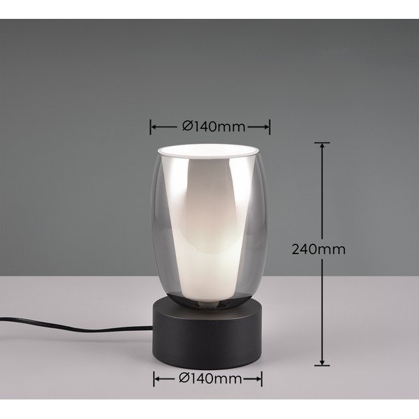 Melna/sudraba krāsas galda lampa ar stikla abažūru (augstums 24 cm) Barret – Trio Select-image-2