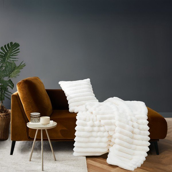 Krēmkrāsas mikroplīša pleds 180x220 cm Boudoir – douceur d'intérieur-image-1