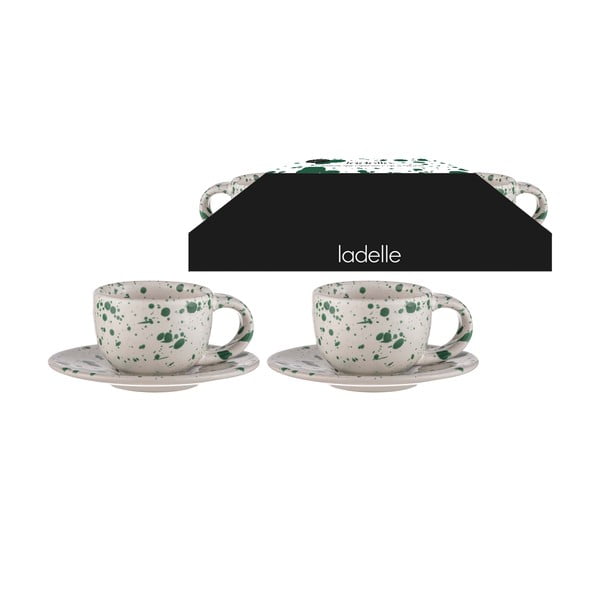 Baltas/zaļas māla tasītes (2 gab.) espreso 100 ml Carnival – Ladelle-image-2