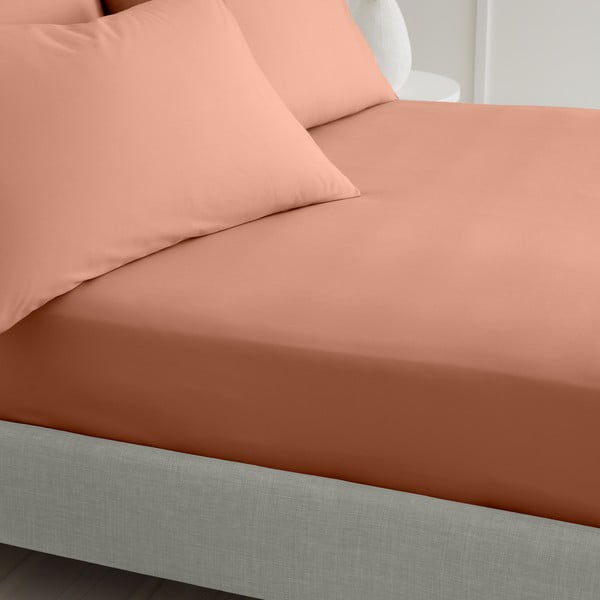 Terakotas oranžs palags no kokvilnas perkala ar gumiju 90x190 cm Cotton Percale – Bianca-image-2