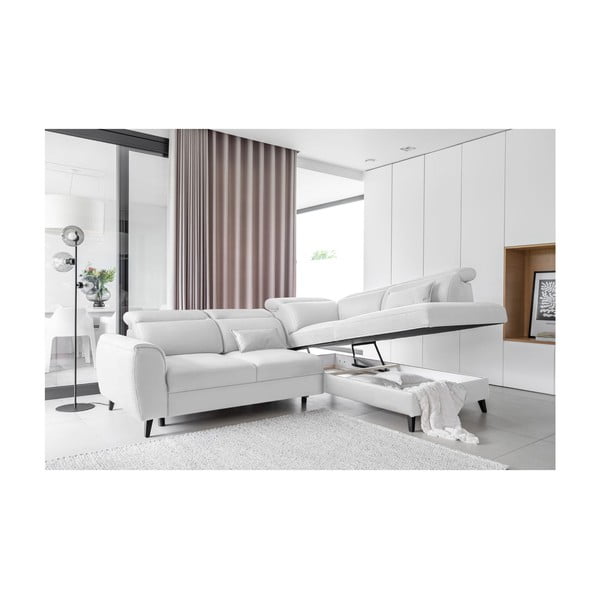 Balts samta salokāms/ar uzglabāšanas vietu stūra dīvāns (ar labo stūri/L veida) Noble – ELTAP-image-3