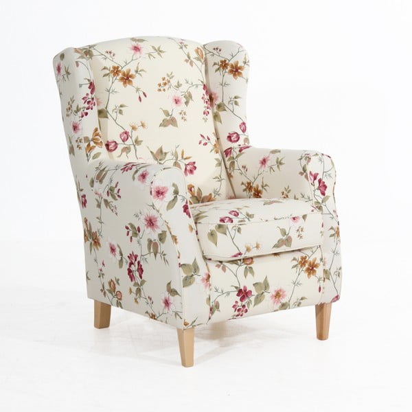 Krēmkrāsas atpūtas krēsls ar ziedu rakstu Max Winzer Lorris-image-2
