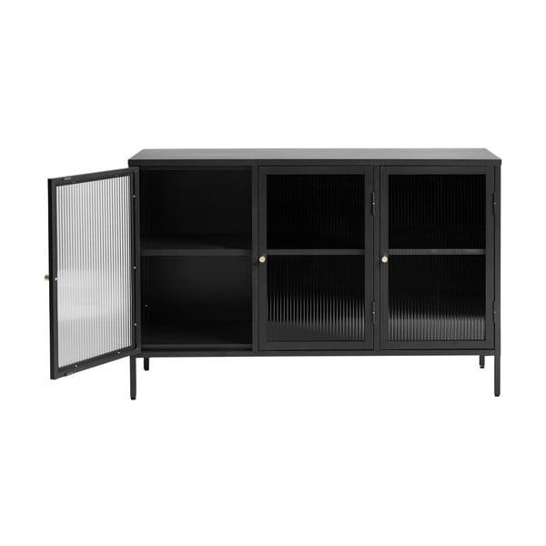 Melna metāla vitrīna 132x85 cm Bronco – Unique Furniture-image-4