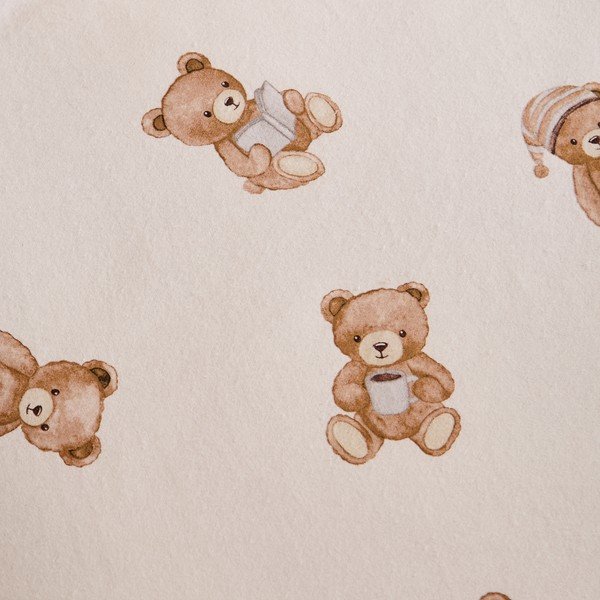 Krēmkrāsas vienguļamais flaneļa bērnu palags ar gumiju 90x190 cm Brushed Teddy Bear – Catherine Lansfield-image-1