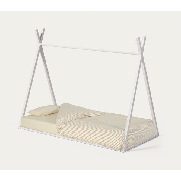 Balta dižskābarža masīvkoka bērnu gulta mājas formā ar redelēm 90x190 cm Maralis – Kave Home-image-3