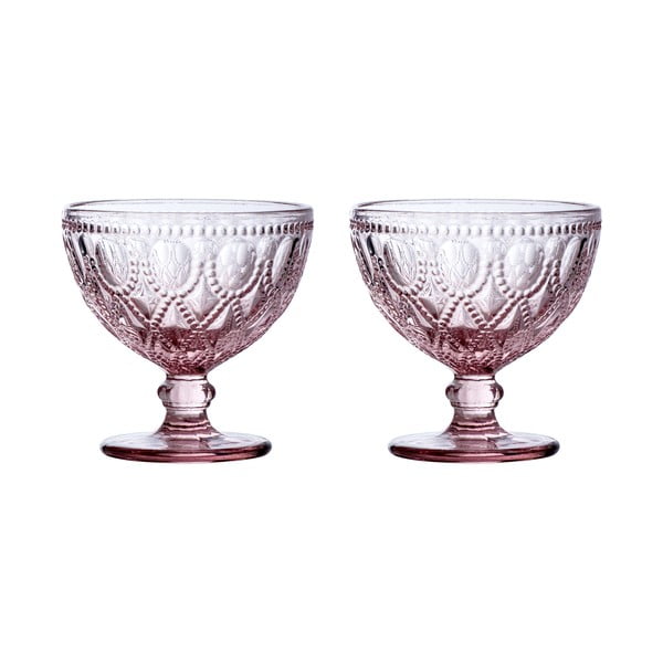 Rozā stikla bļodiņas (2 gab.) 250 ml Fleur – Premier Housewares