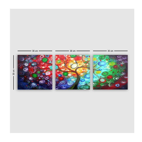 Gleznas (3 gab.) 30x30 cm Tree of Life – Wallity-image-2