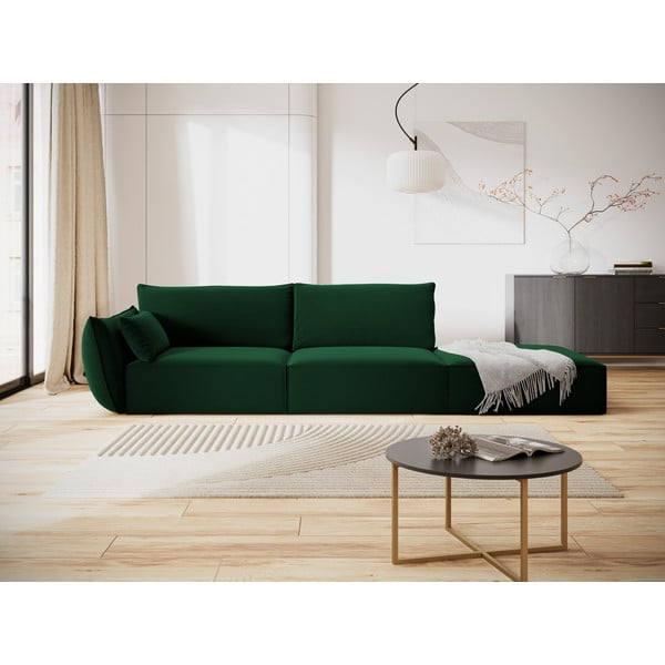 Tumši zaļš samta dīvāns ar kreiso stūri 264 cm Vanda – Mazzini Sofas-image-1