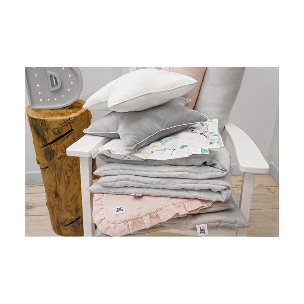 Pelēka bērnu lina gultasveļa BELLAMY Stripes, 140 x 200 cm-image-3