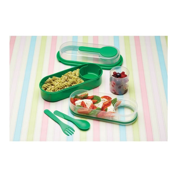 Zaļa pusdienu kaste Kitchen Craft Coolmovers taisnstūra formas-image-2