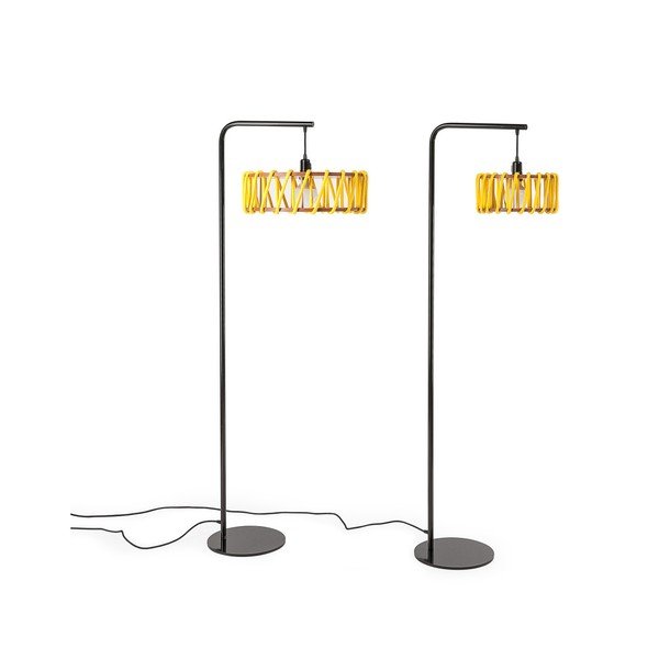 Stāvlampa ar melnu konstrukciju un nelielu dzeltenu abažūru EMKO Macaron-image-4