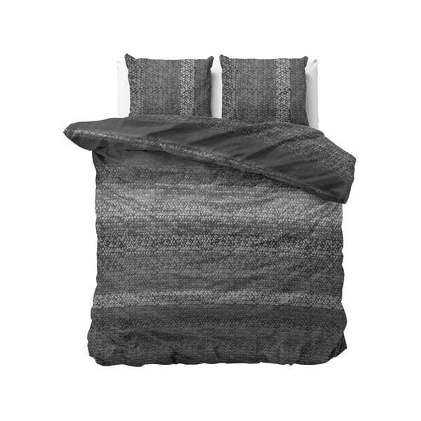 Pelēka flaneļa gultasveļa divguļamai gultai Dreamhouse Gradient Knits, 200 x 220 cm