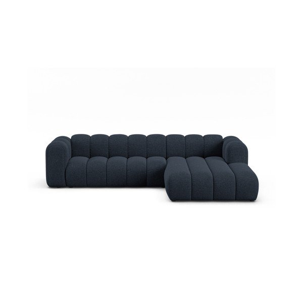 Tumši zils stūra dīvāns no šenila auduma (ar labo stūri/ar zvilni) Lupine – Micadoni 