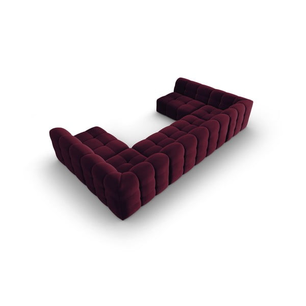 Bordo sarkans samta stūra dīvāns (U veida) Kendal – Micadoni Home-image-4