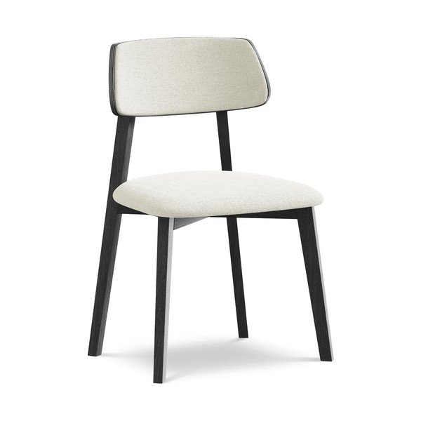 Krēmkrāsas masīvkoka pusdienu krēsls Niu – Makamii