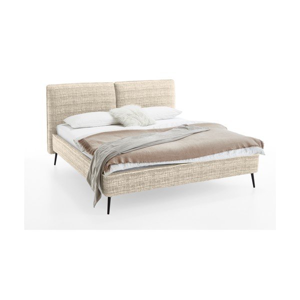 Bēša polsterēta divvietīga gulta bez režģa 200x200 cm Infinity – Meise Möbel-image-3