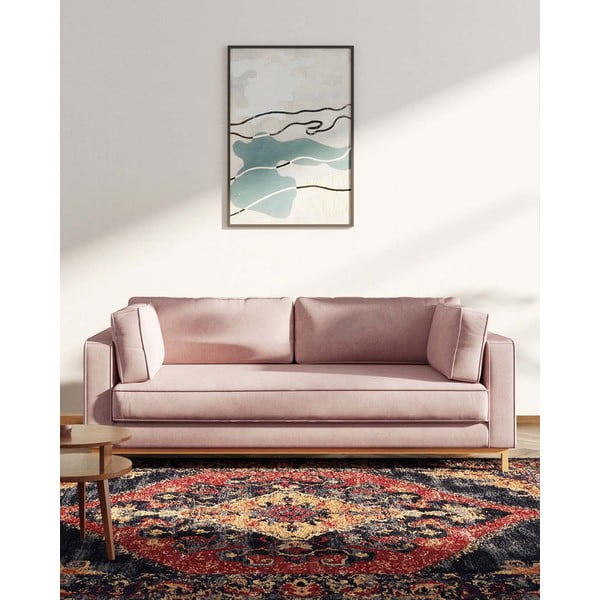 Gaiši rozā samta dīvāns 222 cm Celerio – Ame Yens-image-3
