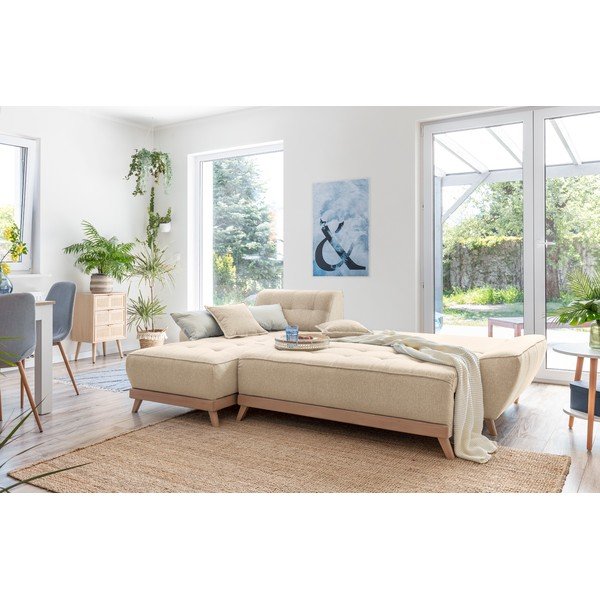 Bēšs salokāms stūra dīvāns Dazzling Daisy – Miuform-image-4