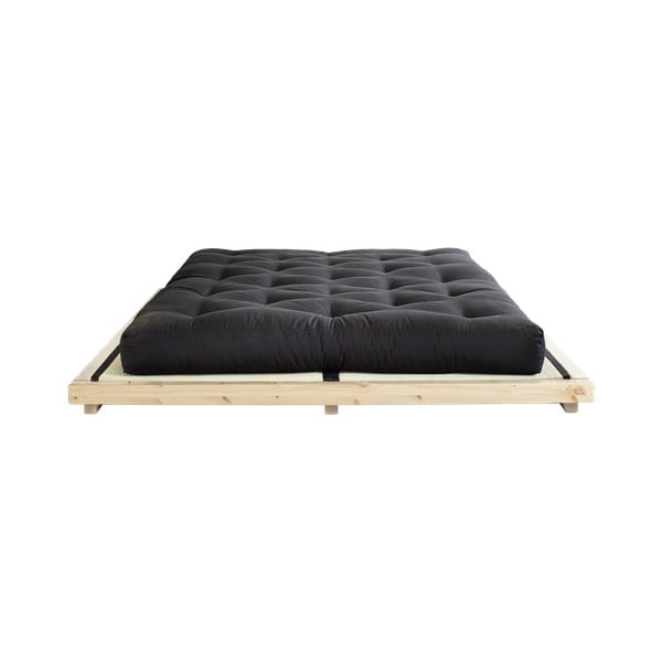 Divguļamā gulta no priedes koka ar matraci un tatami Karup Design Dock Comfort Mat Natural Clear Black, 140 x 200 cm