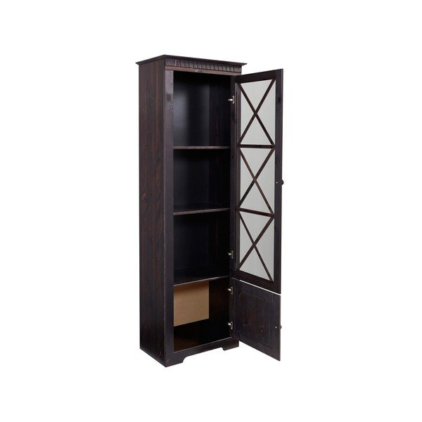 Tumši brūna priedes masīvkoka vitrīna 180x35 cm Lisa – Støraa-image-2