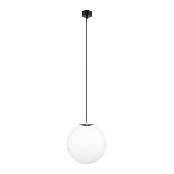 Balta piekaramā lampa ar melnu kabeli un sudraba detaļām Sotto Luce Tsuri, ⌀ 30 cm