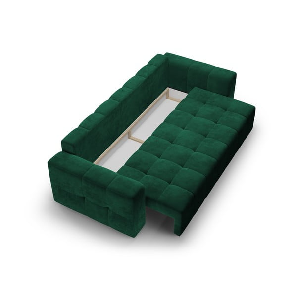 Tumši zaļš samta izvelkamais dīvāns ar veļas kasti Milo Casa Luca-image-4