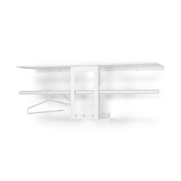 Balts tērauda sienas pakaramais ar plauktu 100 cm Luno Small – Spinder Design-image-3