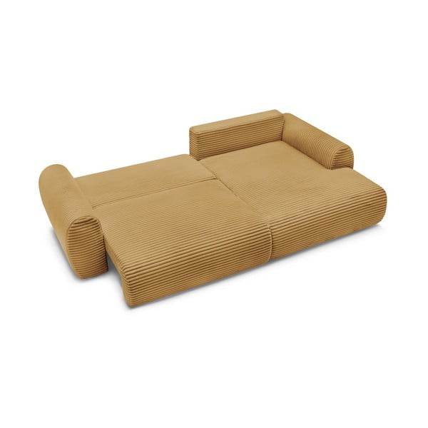 Sinepju dzeltens velveta salokāms stūra dīvāns (ar labo stūri) Lucien – Bobochic Paris-image-4