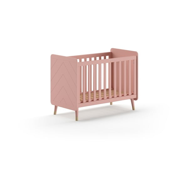 Rozā priedes masīvkoka bērnu gultiņa 60x120 cm BILLY – Vipack