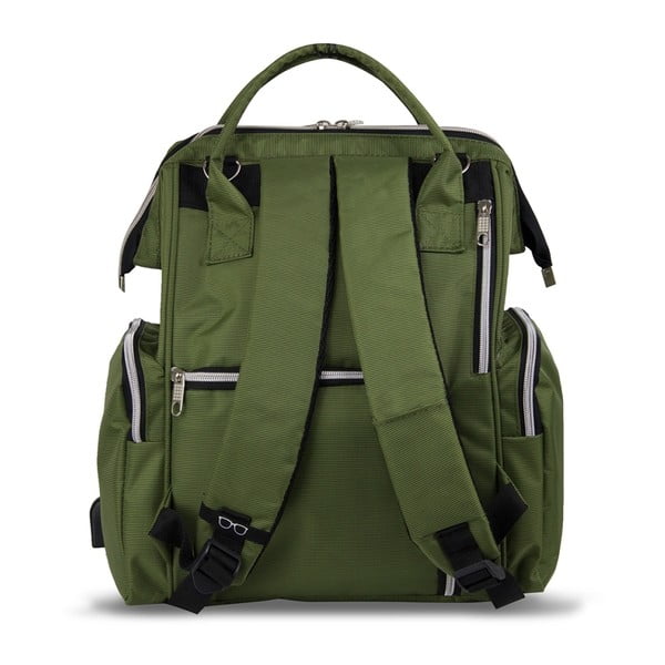 Zaļa mugursoma māmiņām ar USB portu My Valice HAPPY MOM Care Backpack-image-2
