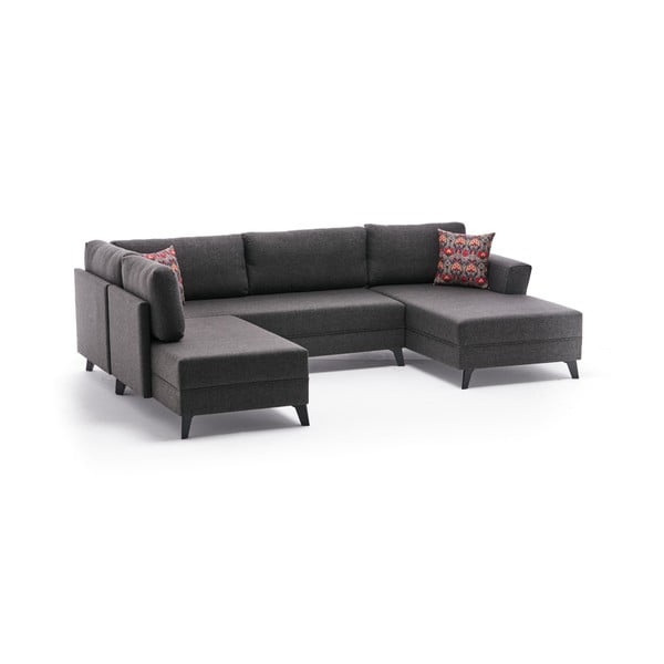 Antracīta pelēks stūra dīvāns (U veida) Eris – Balcab Home-image-2