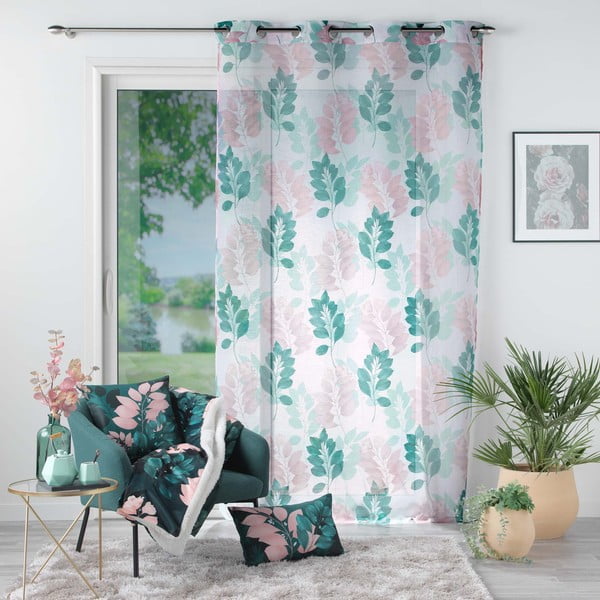 Balts/zaļš dienas aizkars 140x280 cm Belline – douceur d'intérieur-image-2