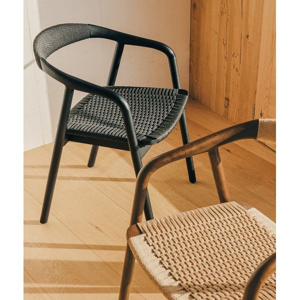 Melns pusdienu krēsls ar roku balstiem Derile – Kave Home-image-3