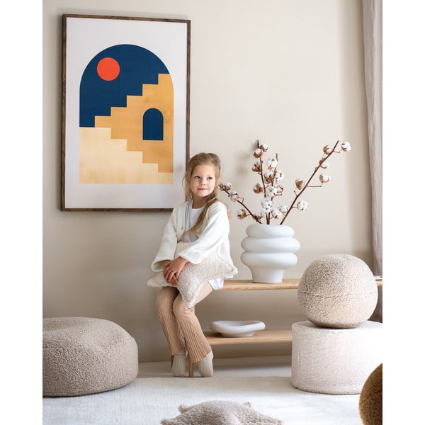 Krēmkrāsas bērnu pufs no buklē auduma – Wigiwama-image-1