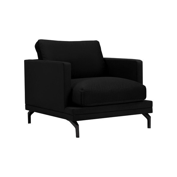 Melns atzveltnes krēsls ar kāju balstu melnā krāsā Windsor & Co Sofas Jupiter-image-1