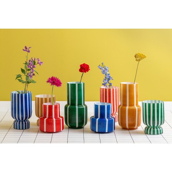 Sarkana stikla vāze (augstums 26 cm) Rayado Retro – PT LIVING-image-3