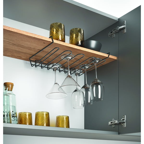 Melns piekaramais vīna glāžu turētājs Metaltex Wine Glass-image-1