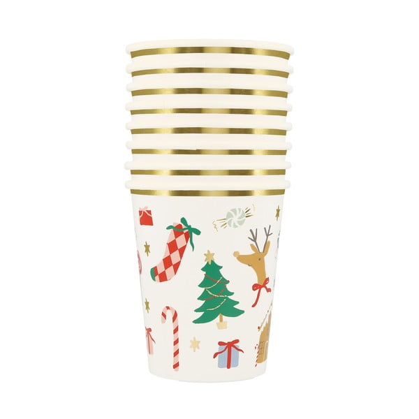 Papīra vienreizlietojamās glāzītes (8 gab.) Jolly Christmas – Meri Meri-image-2