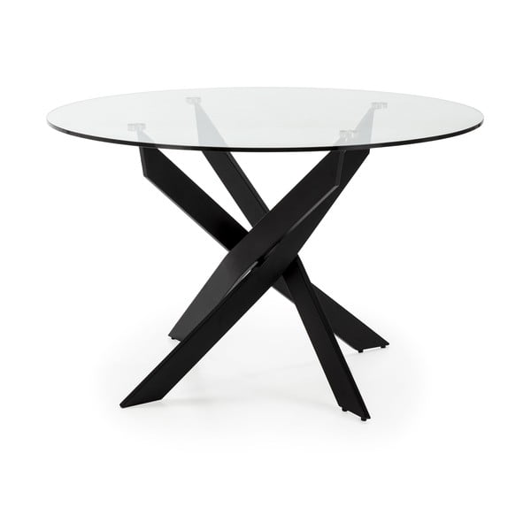 Apaļš ēdamgalds ar stikla galda virsmu 120x120 cm Ruth – Marckeric-image-3