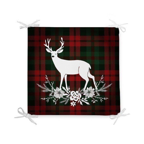 Minimālistisks spilvena pārvalks Tartan Merry Christmas, 42 x 42 cm