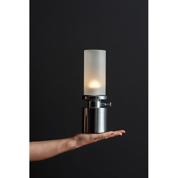 Sudraba krāsas LED galda lampa ar regulējamu spilgtumu ar metāla abažūru/ar stikla abažūru (augstums 29,5 cm) Camp – Leitmotiv-image-1