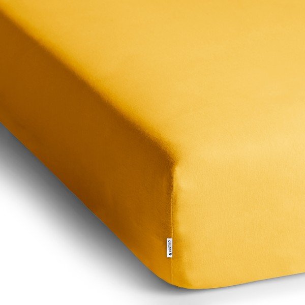 Dzeltens trikotāžas palags ar gumiju 180x200 cm Amber – Restilo-image-2