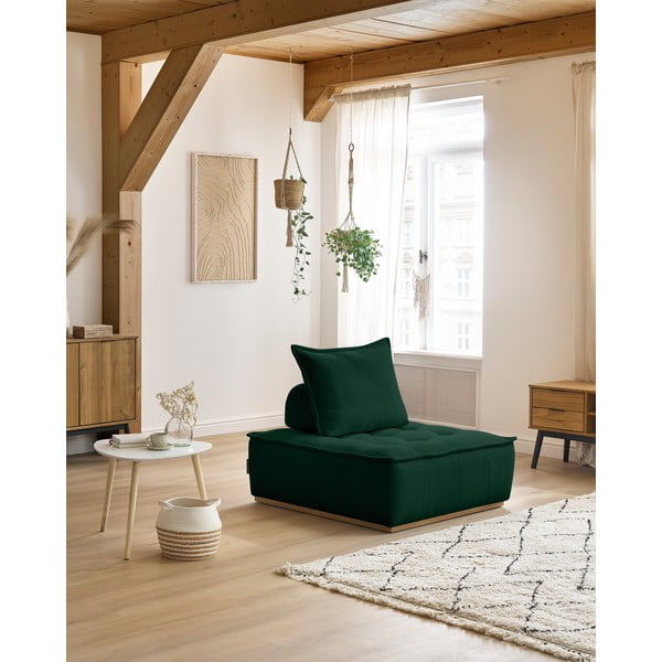 Tumši zaļš atpūtas krēsls no šenila auduma Elisa – Bobochic Paris-image-1