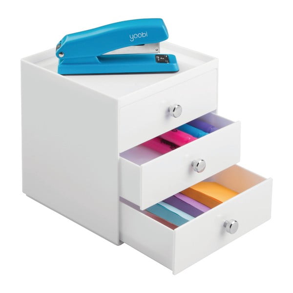 Balta uzglabāšanas kaste ar 3 atvilktnēm iDesign, augstums 18 cm-image-1