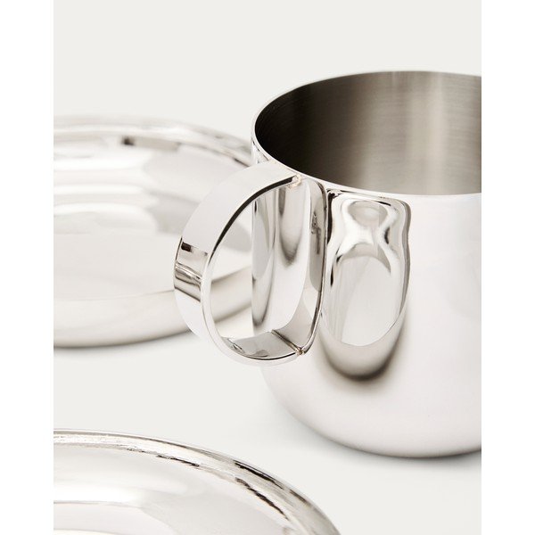 Sudraba krāsas nerūsējošā tērauda tasītes (2 gab.) Nirela – Kave Home-image-4