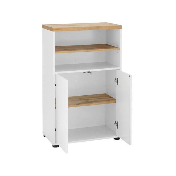 Balts augsts vannas istabas skapis ar ozolkoka imitāciju 60x102 cm Thessa – Støraa-image-2