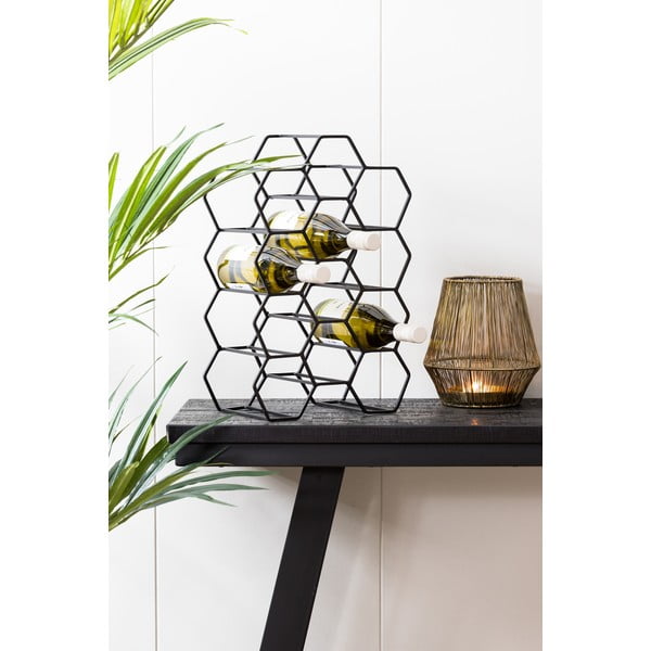 Melns metāla vīna statīvs 12 pudelēm Salbris – Light & Living-image-3