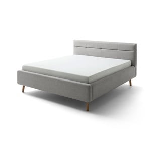 Pelēka polsterēta divguļamā gulta ar glabāšanas vietu un režģi 180x200 cm Lotte – Meise Möbel