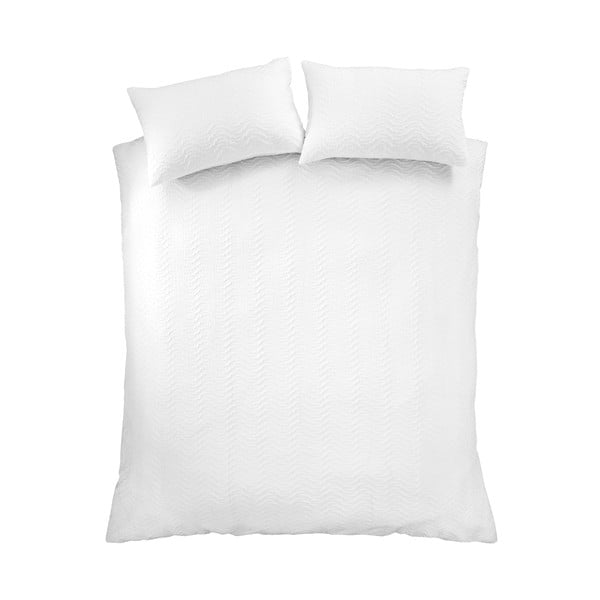 Balta divguļamā gultas veļa no krepa auduma 200x200 cm Heatset Wave – Catherine Lansfield