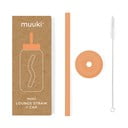 Silikona salmiņš ar tīrīšanas birstīti un vāku  Tropical Papaya – Muuki